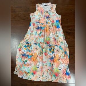 Tolani Collection Womens Maxi Dress Plus 1X Floral Water Color Garden Party